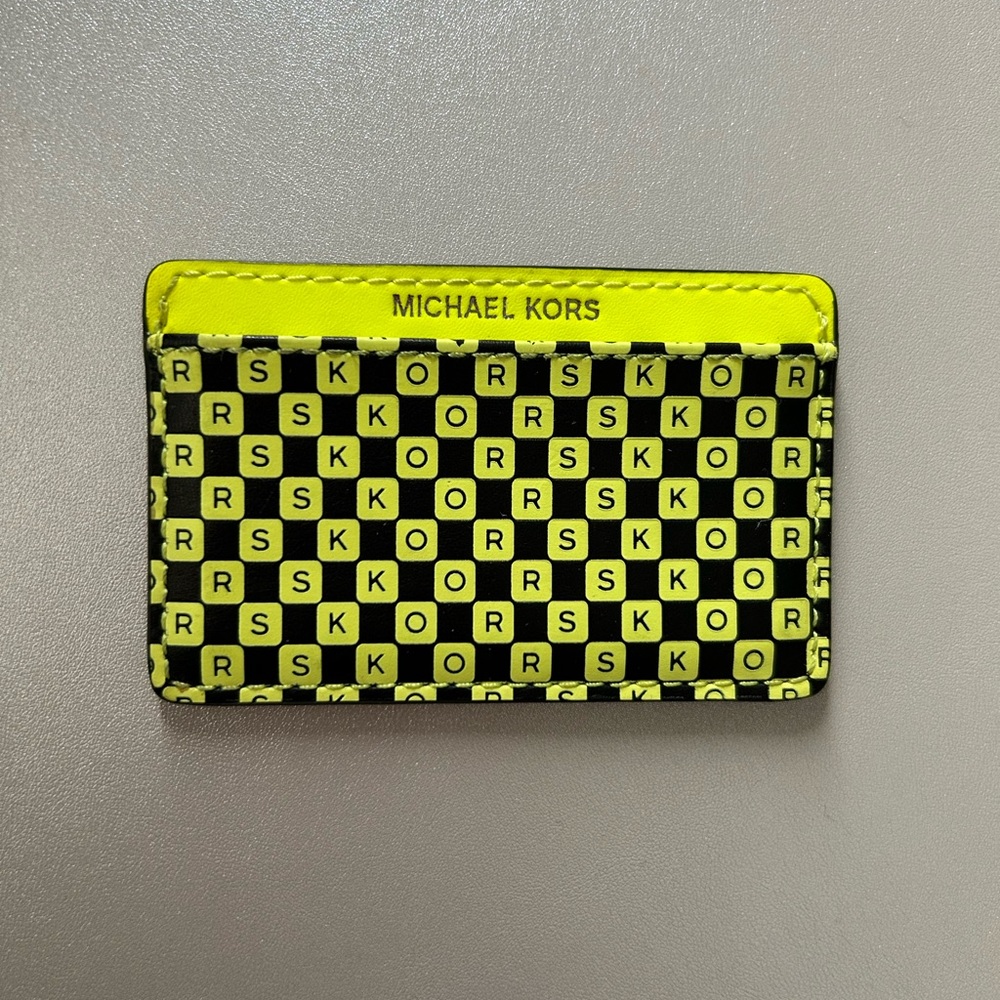 Michael Kors Neon Yellow and Black Card Holder
